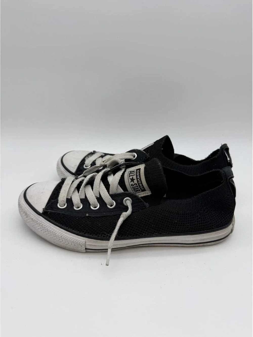 Converse All Star Youth Black Knit Low Top Sneakers Size 3